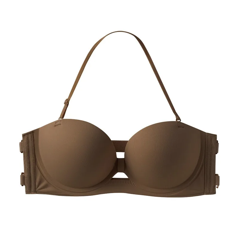 Sutiã Halter Sem Alças Verão Push Up Com Espessura Aumenta Peito Pequeno Sem Costura Antiderrapante Sutiã Sem Armação Macio S-XL