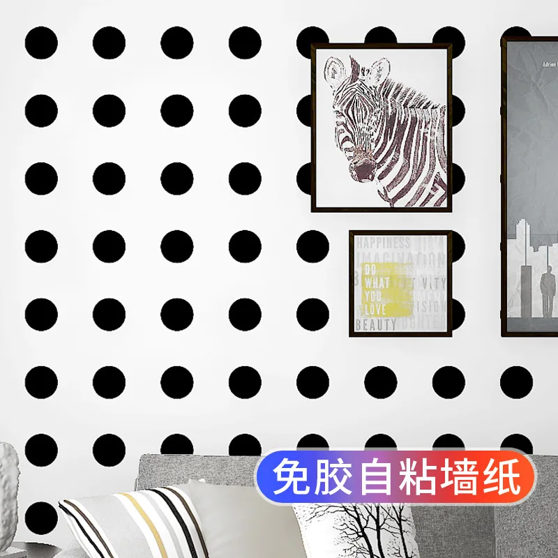 Self Adhesive Wallpaper Black and White Polka Dot Geometric Pattern for Dorm Room Remodeling Suitable for Both Male and Female