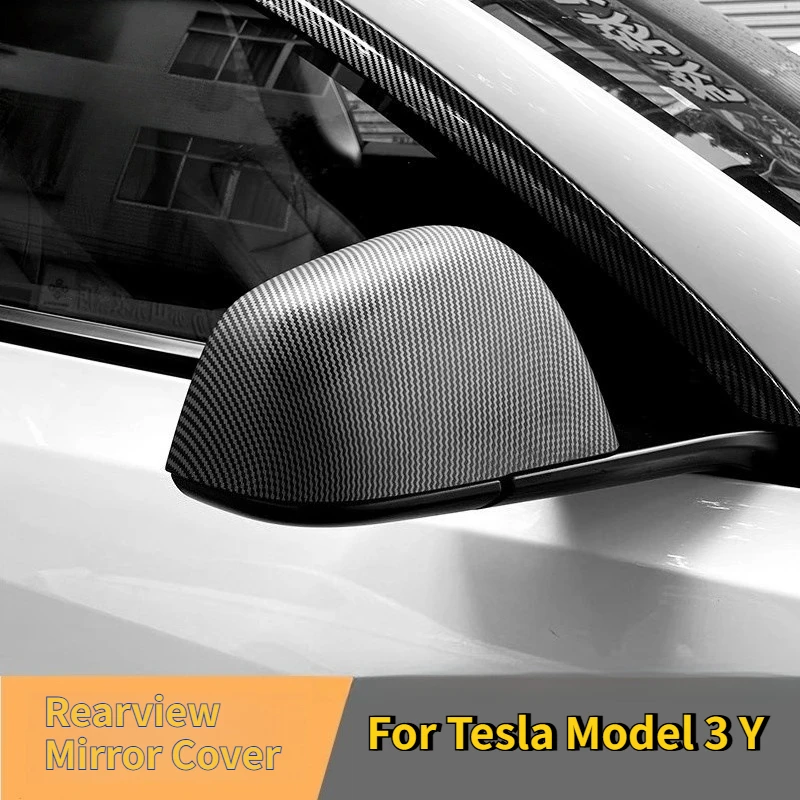 

Крышка зеркала заднего вида из углеродного волокна для Tesla Model 3 Model Y, зеркало заднего вида из АБС-пластика, декоративная оболочка, авто внешние аксессуары