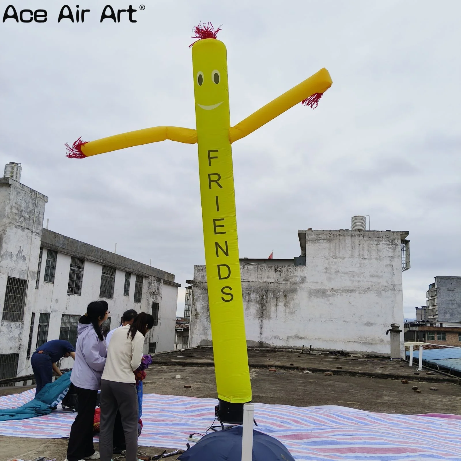 

5M High Inflatable Sky Dancer Tribute Cartoon Model with Peaked Hat for Event Party Advertising, Inflatable Air Dancer