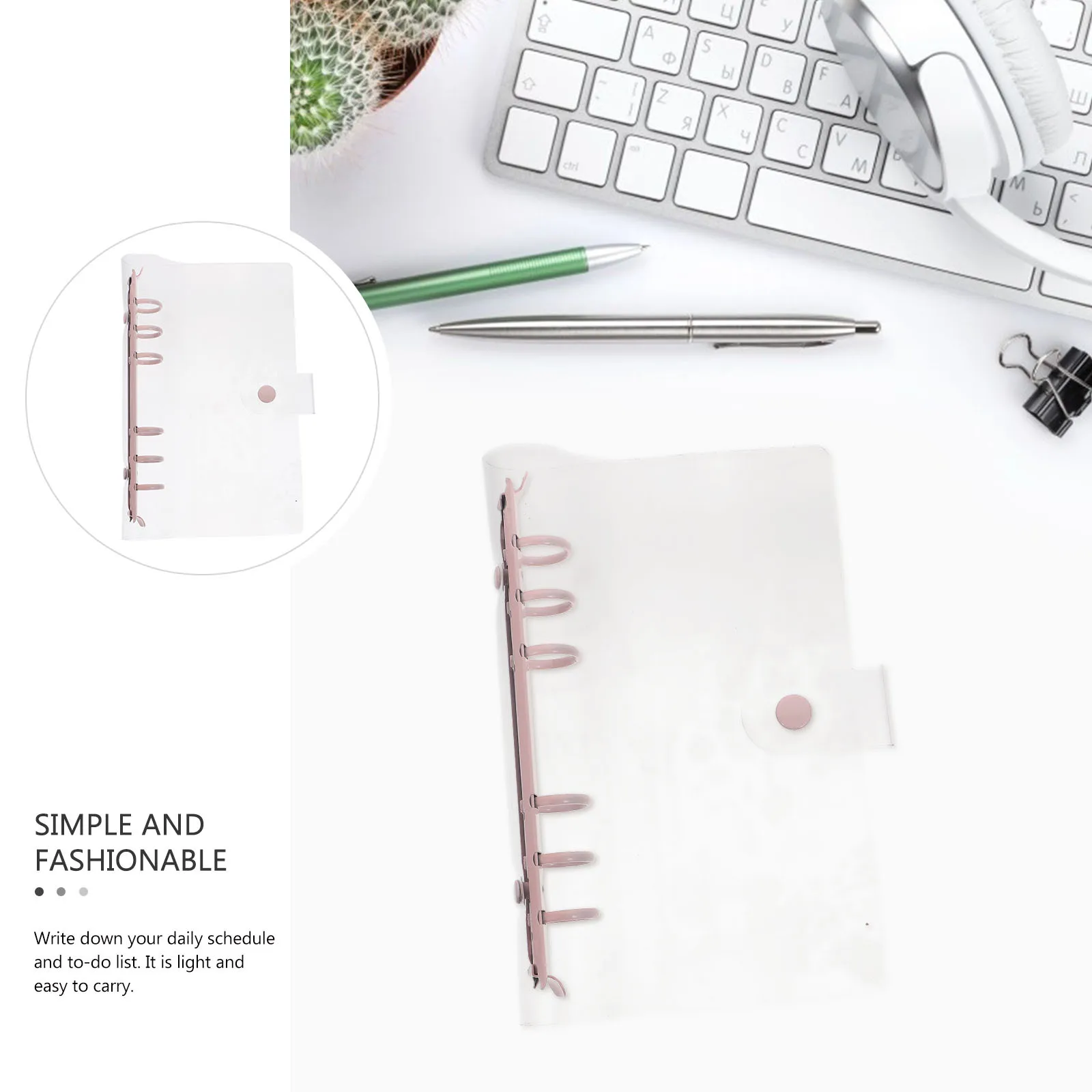 

1Pcs Loose-Leaf Notebook Binder Cover Transparent PVC Practical Organizer for Office School Travel File Holder