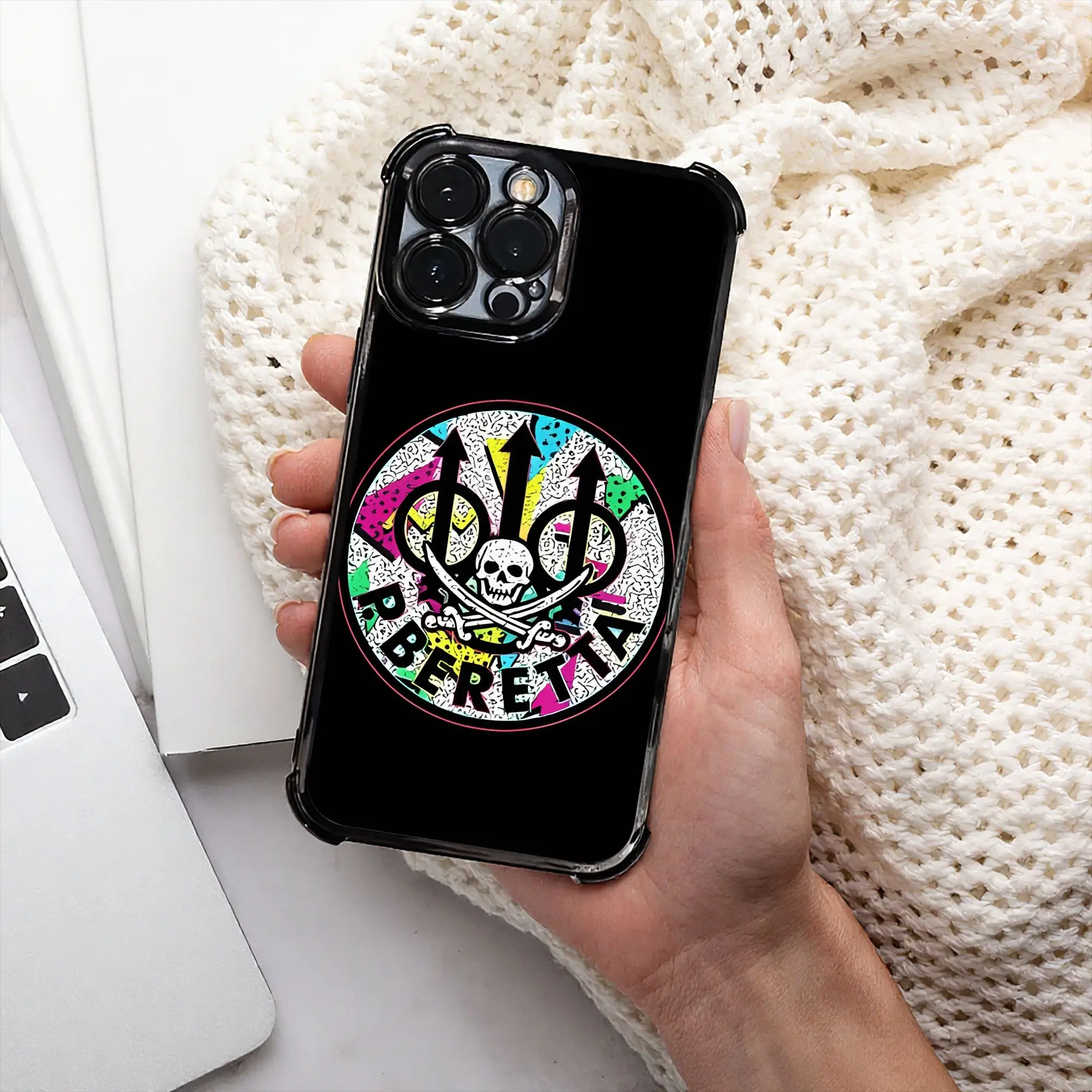 Funda para Teléfono con Diseño de Pistola, Escopeta, Rifle, Pirata, Operador de los 80, B-Berettas, Proceso de Galvanoplastia, para Varios Modelos de iPhone, Marca Team Pietro