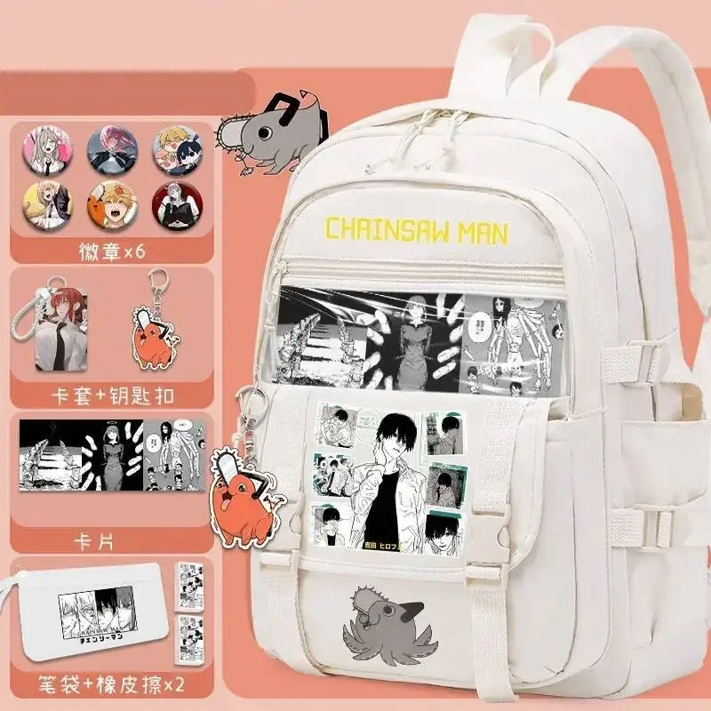 

Anime Game Black White Chainsaw Man Student Teens School Bags Large Capacity Mochilas Gift Backpacks