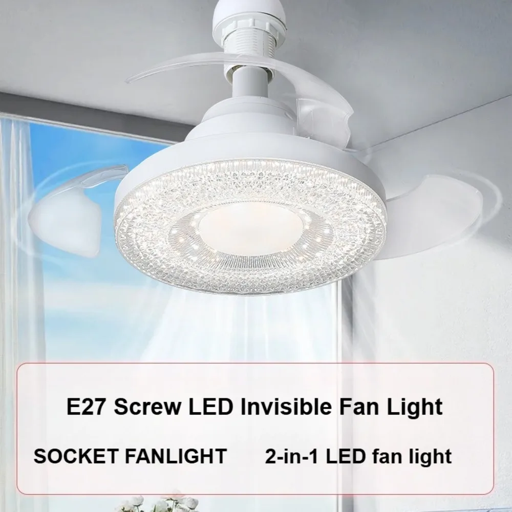 JOYINLED E27 2-w-1 Wentylator Sufitowy z Pilotem, LED, 3 Regulowane Źródła Światła, 3 Kolory, Lampa z Wentylatorem do Sypialni, Salonu