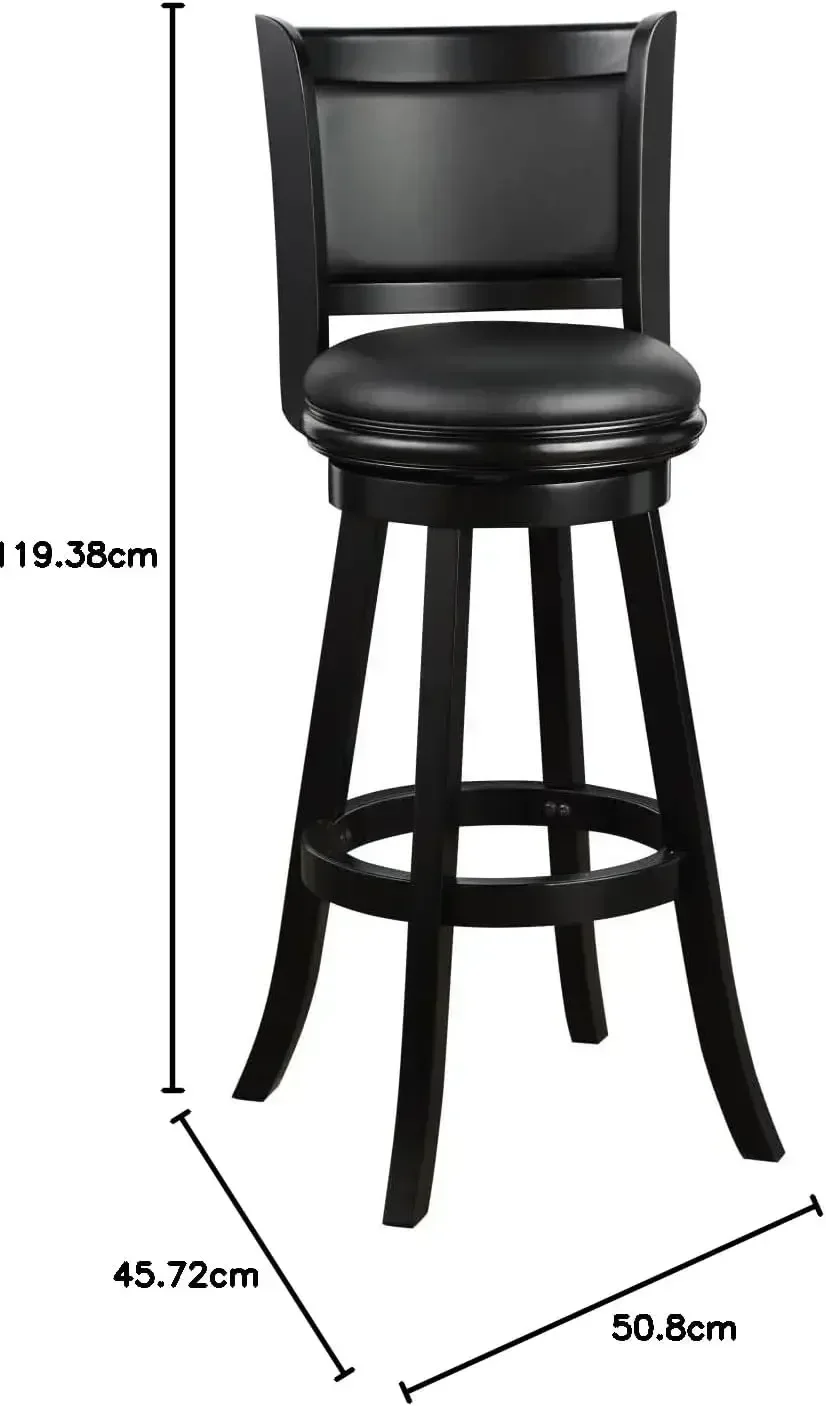 Banco de bar giratório extra alto Augusta personalizável, 34 polegadas, preto