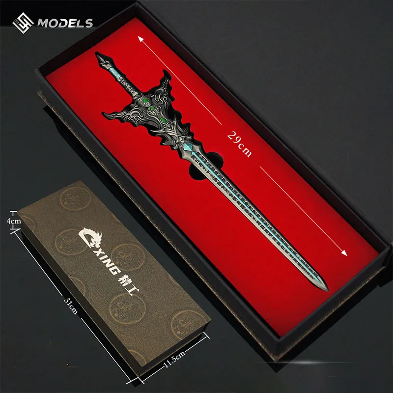 Modèle de figurine en alliage du monde parfait, jouet d'épée de réincarnation, arme d'anime, accessoire de cosplay, coffret cadeau, collection tout en métal, 29cm