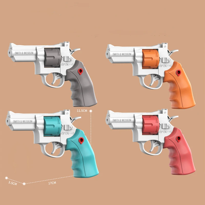 Small Manual Revolver Pistol Mechanical Continuous Firing Water Gun Summer Outdoor Beach Poor Toy Mini Water Gun for Kids