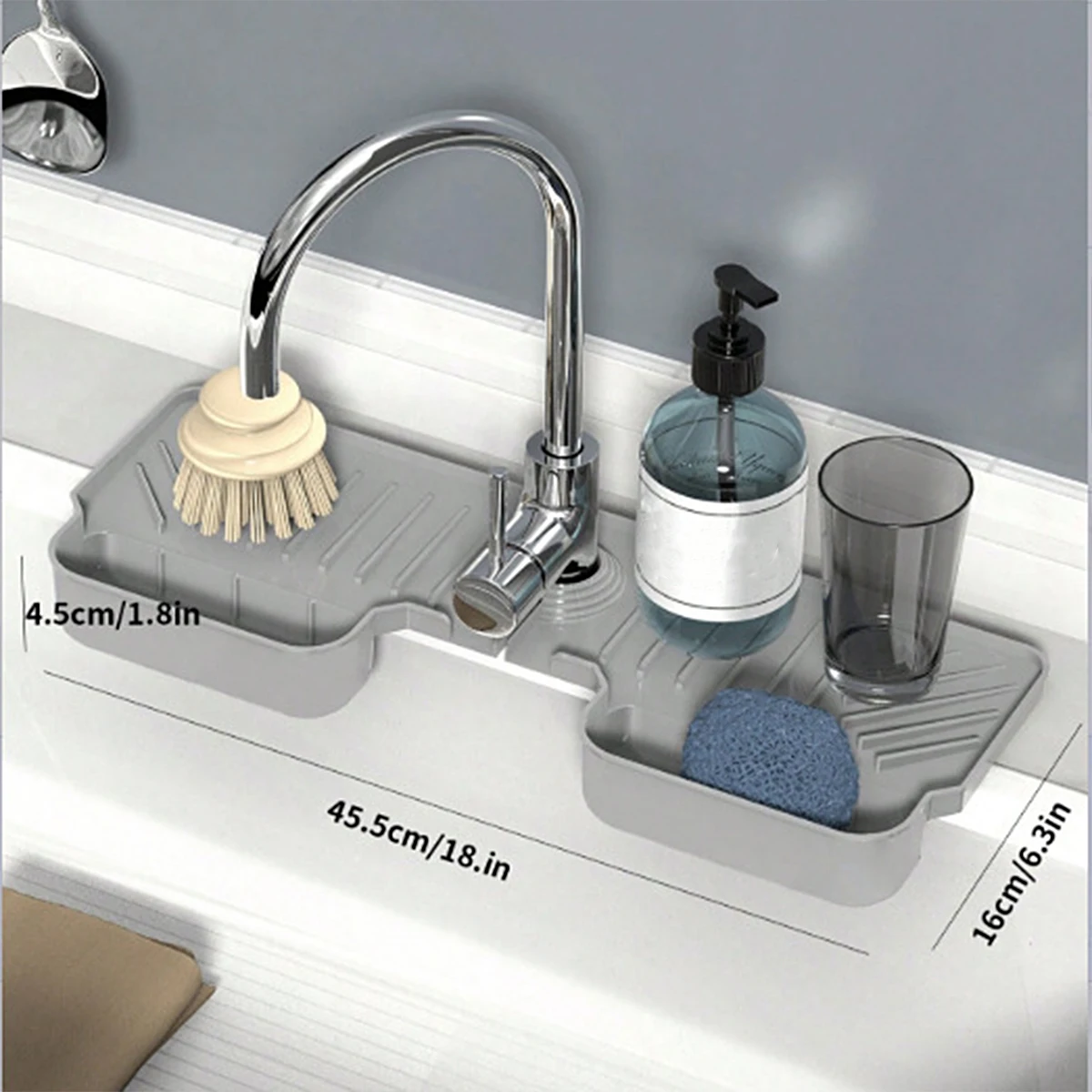 Silicone Sink Splash Guard Waterproof Mildew-Proof Sponge Storage Plate Kitchen Draining Organization Mat