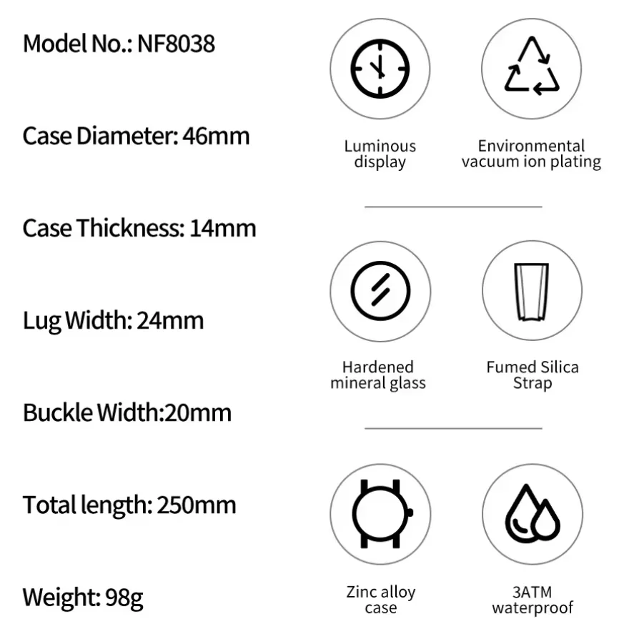 NAVIFORCE, reloj deportivo para hombre de la mejor marca, correa de silicona informal, cronógrafo luminoso resistente al agua, reloj de pulsera de