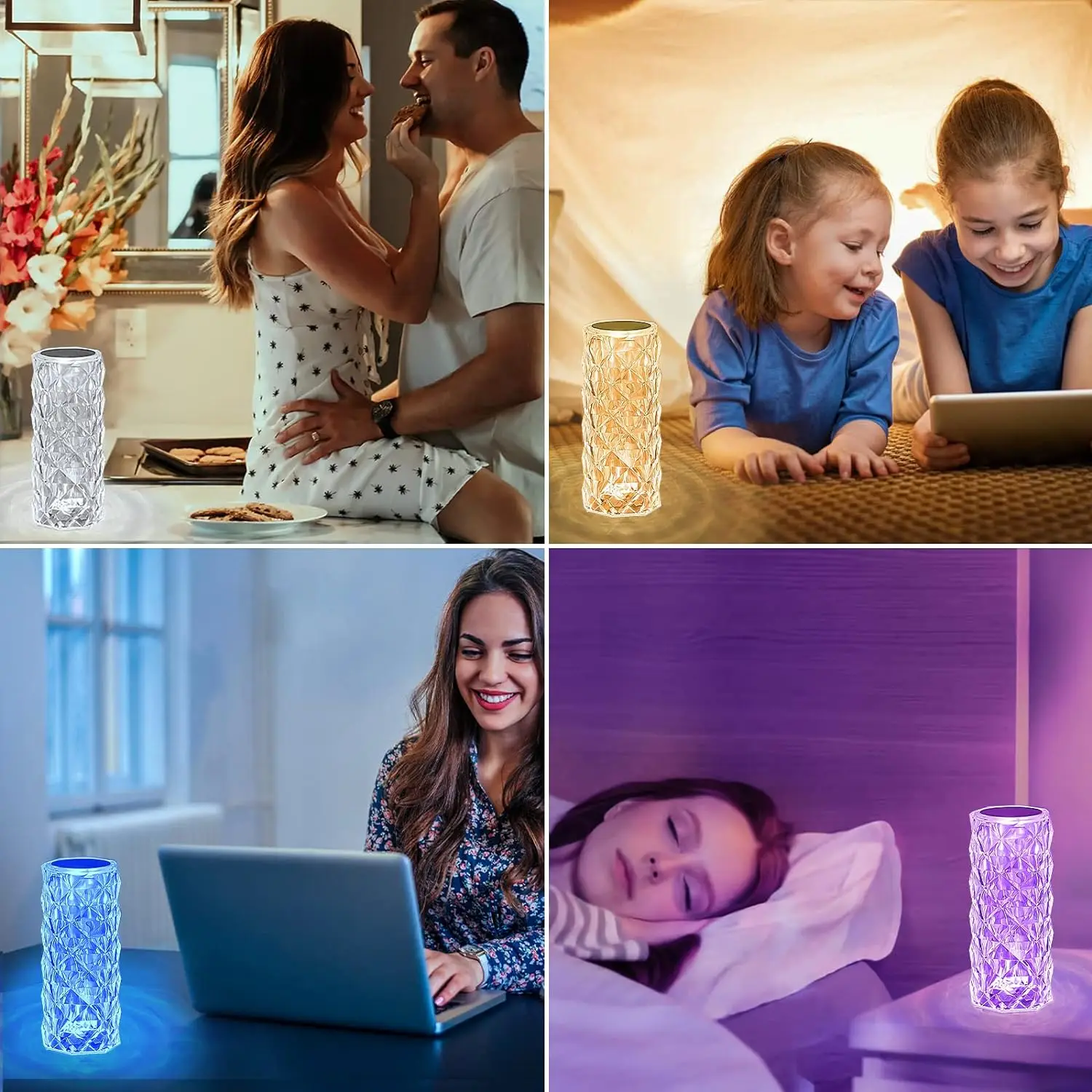 Crystal desk lamp, touch remote control modern bedside lamp, 16 color changing rose desk lamp USB rechargeable bedside lamp used