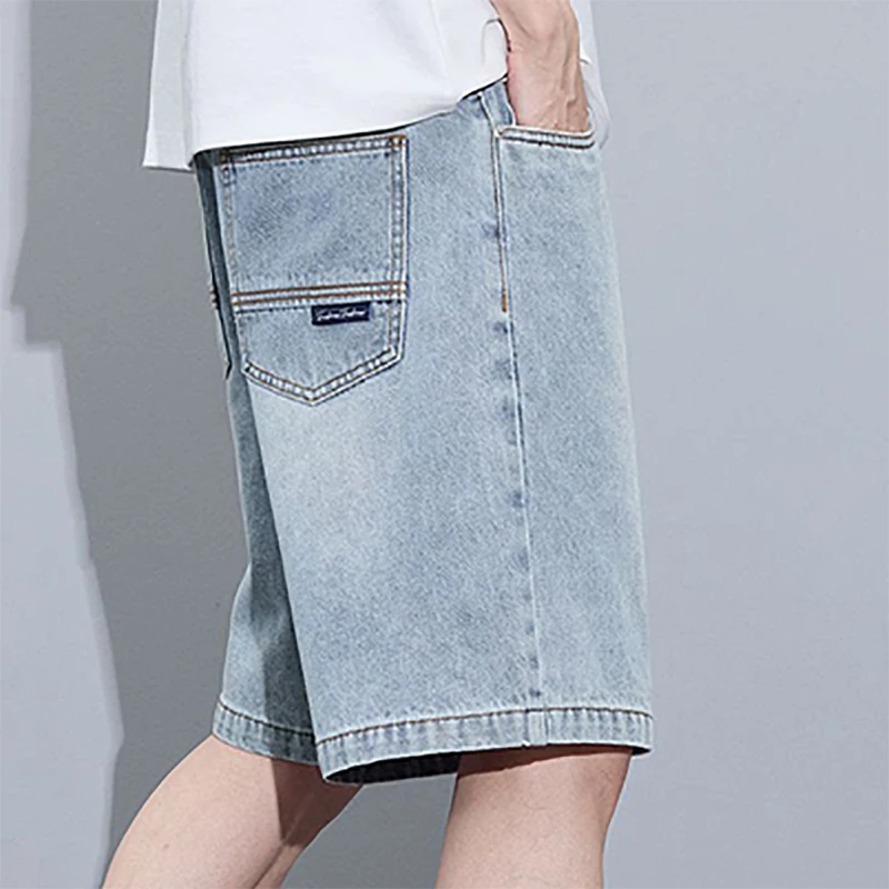 

26 New American Street Denim Shorts Spring Summer Loose Straight Leg Men Women Straight Leg Five Quarter Pants Y2K