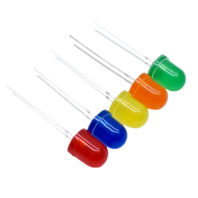 100PCS/Lot F10 F8 10mm 8mm LED Diode Kit Green Blue White Red Yellow DIY Eelectronic Components Light Emitting Diodes