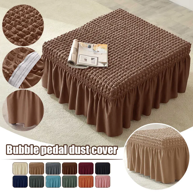 

All-inclusive Large Ottoman Cover Bubble Fabric Stretch Footrest Cover Pedal Cover Dustproof Seersucker Chair Sofa Slipcovers