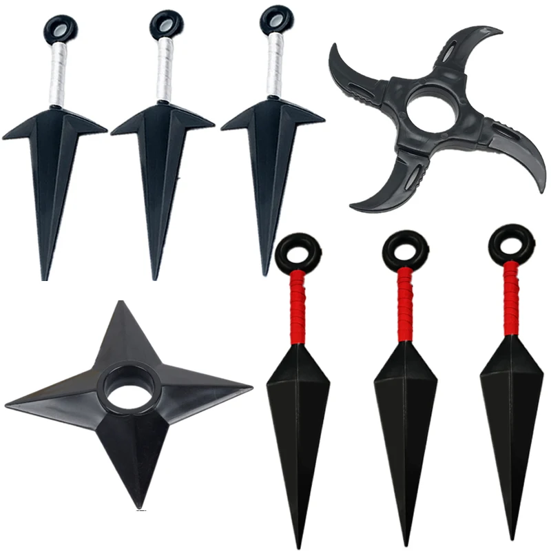 7Pcs/Set Anime Naruto Cosplay Weapon Kunai Shuriken Darts Plastic Accessories Figure Props Collection Figures Boy Kids Toy Gift