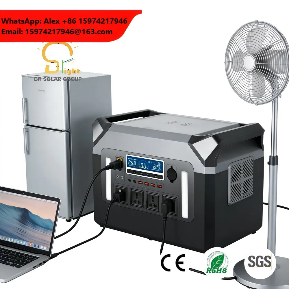 BR SOLAR 3000w 2000w Portable Power Station 3000w Solar Power 25.6V Battery Solar Power Backup Generator For Home Emergency