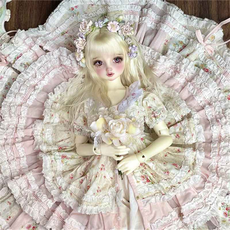 First Love Variation Pink Lace Trim 6-Piece Set BJD Doll Outfit Flower Princess Beauty Girls 1/3 Spot Inventory Doll Accessories
