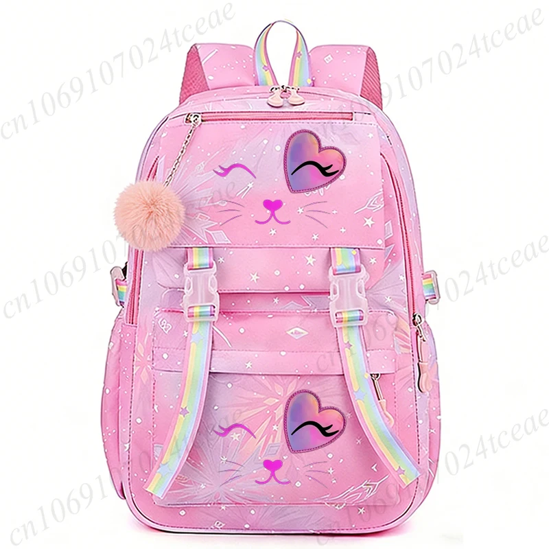 

Cat Face Kawaii Girls Book Bag,Cute Kitten Print Backpack, Anime School Bag,Sweet Aesthetic Daypack,Rucksack for Girls Daily