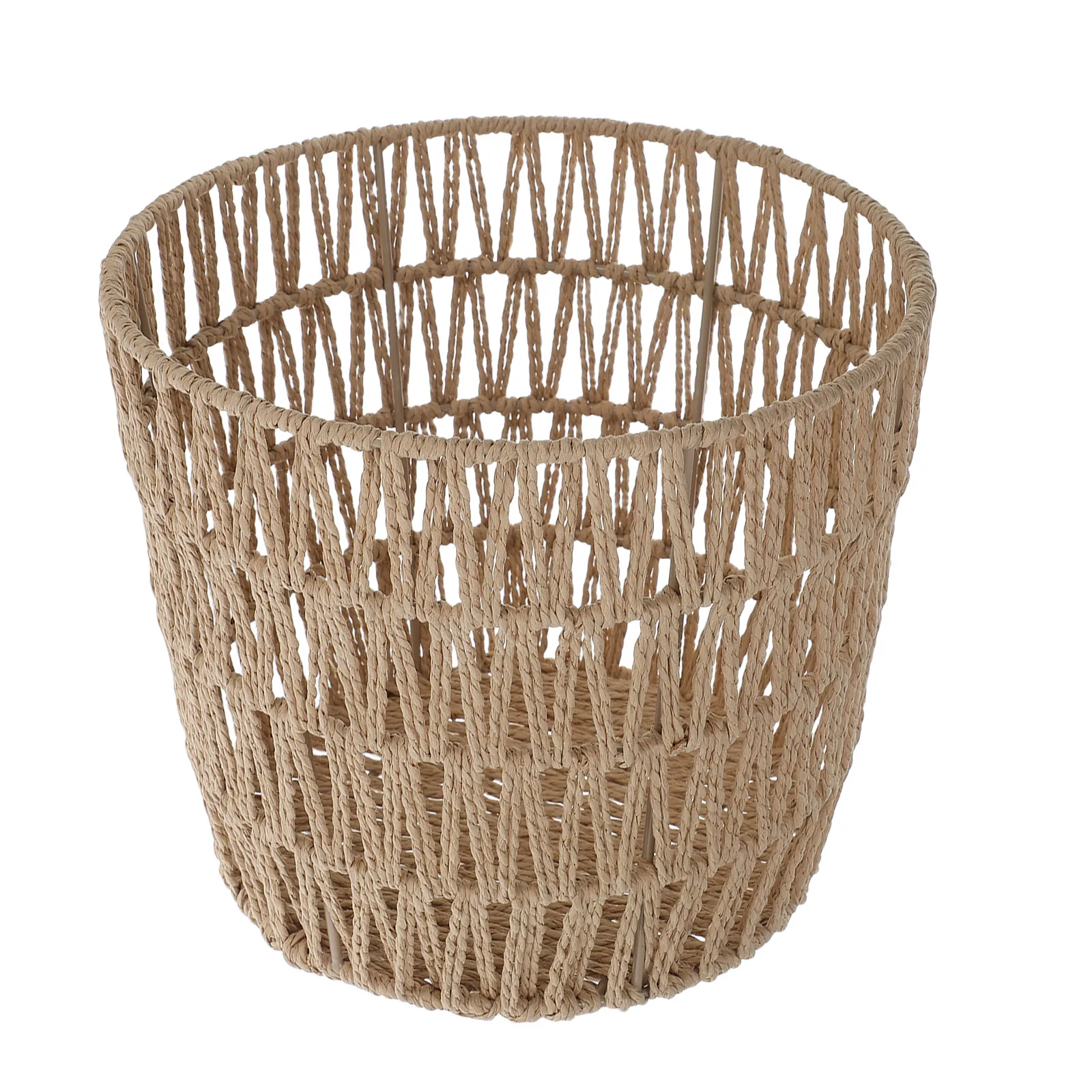 

Round Waste Basket Paper Rope Storage Basket Hand-Woven Decorative Sundries Holder for Home Office Sundries Container