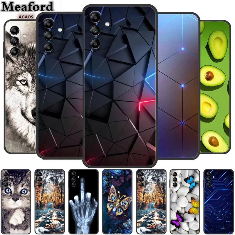 Für Samsung Galaxy A34 5G Fall Tiere Weiche Silikon TPU Telefon Zurück Abdeckung Coque für SamsungA34 5G Nette stoßfest Wolf Fundas