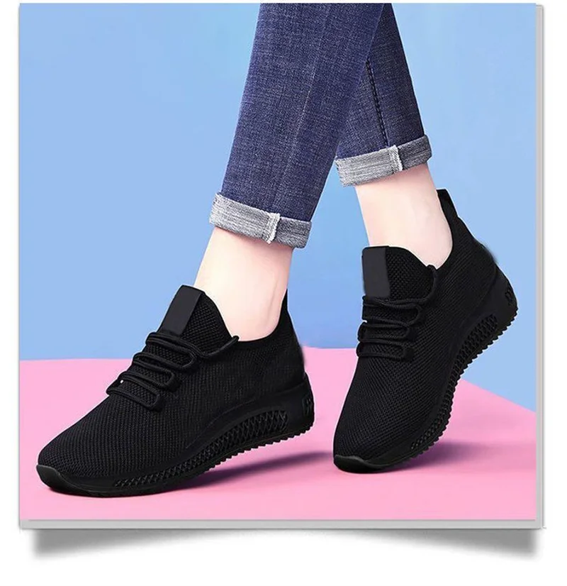 Spring/Summer Fashionable Solid Color Breathable Round Toe Sneakers Women's Casual and Comfortable Thick Sole Soft Sports Shoes image 3