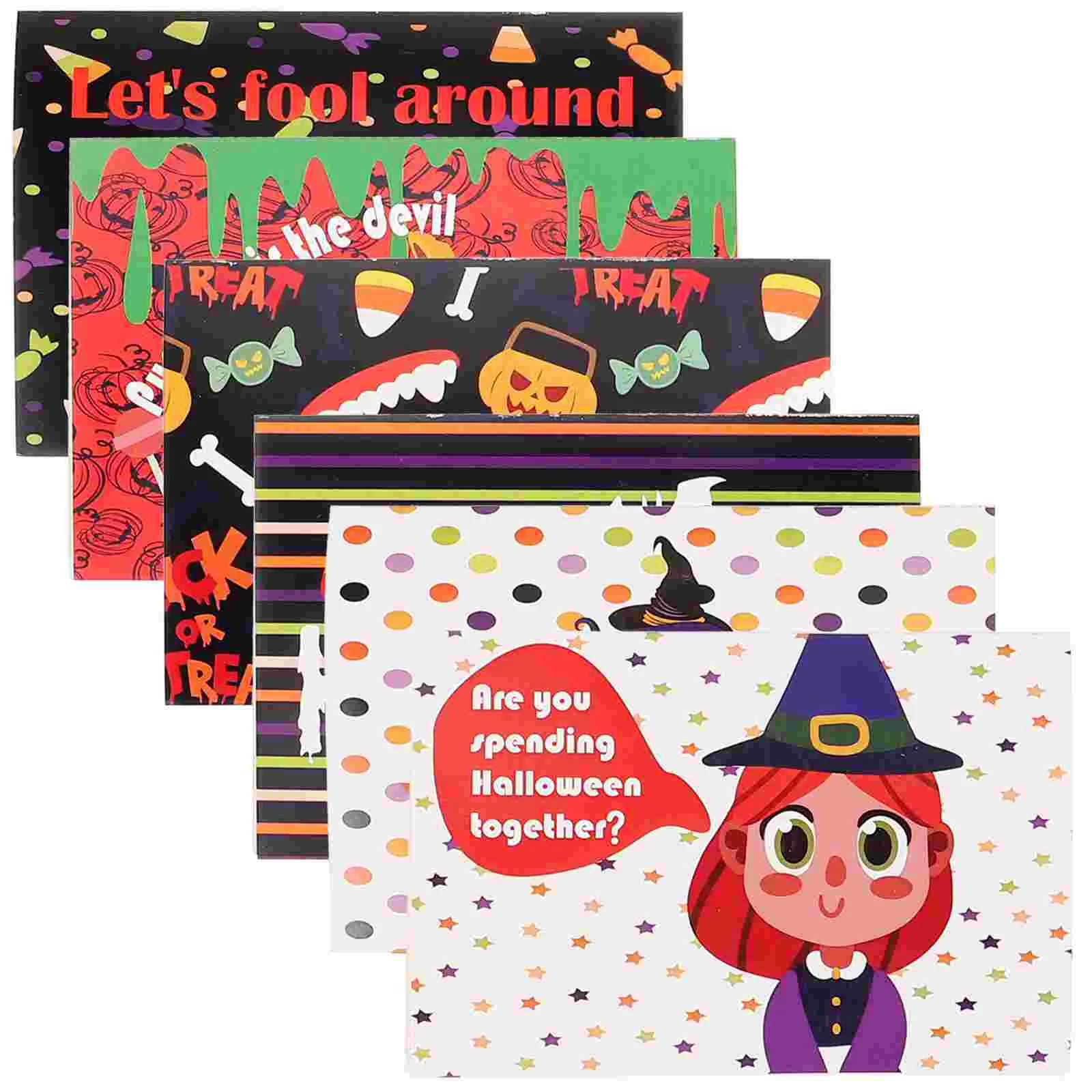 6 Pcs Halloween Gifts Paper Cards for Festive Decor The Design Party Supplies Cartoon Greeting Invitation