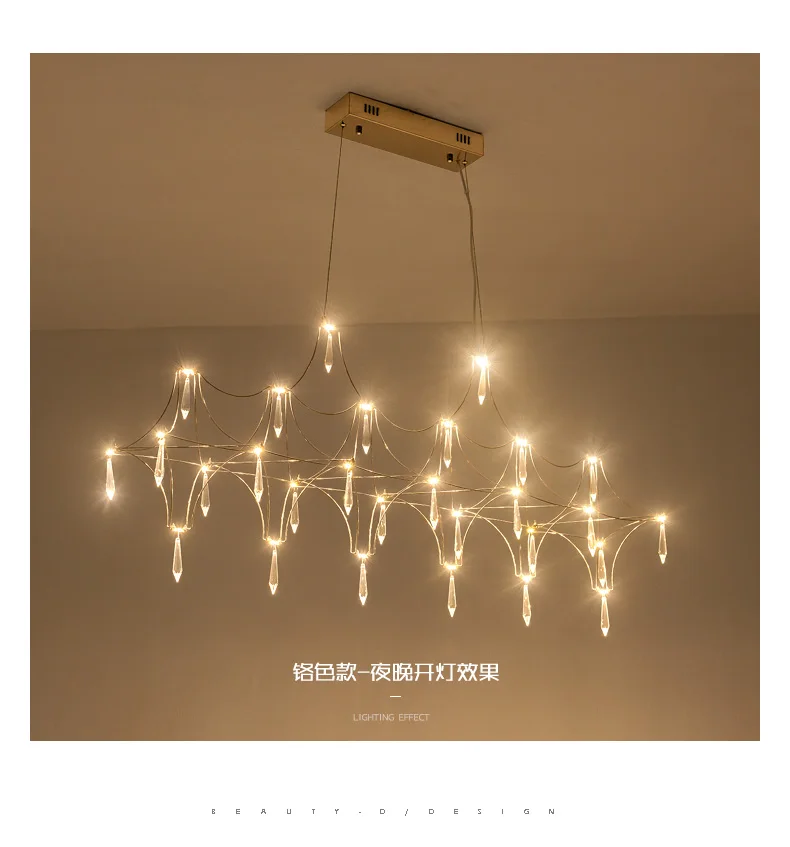 Restaurant Strip Chandelier Postmodern Light Luxury Lobby Front Desk Lamp Designer Minimalist Bar Dining Table Crystal LED Lamp