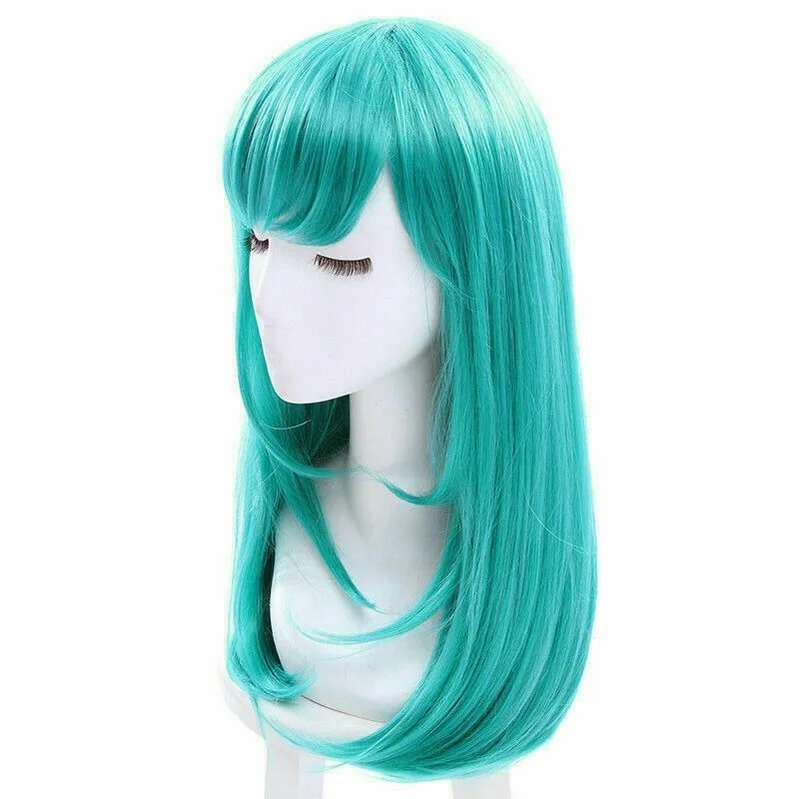 Parrucca da donna lunga frangia dritta parrucca verde blu parrucche per capelli da festa da donna