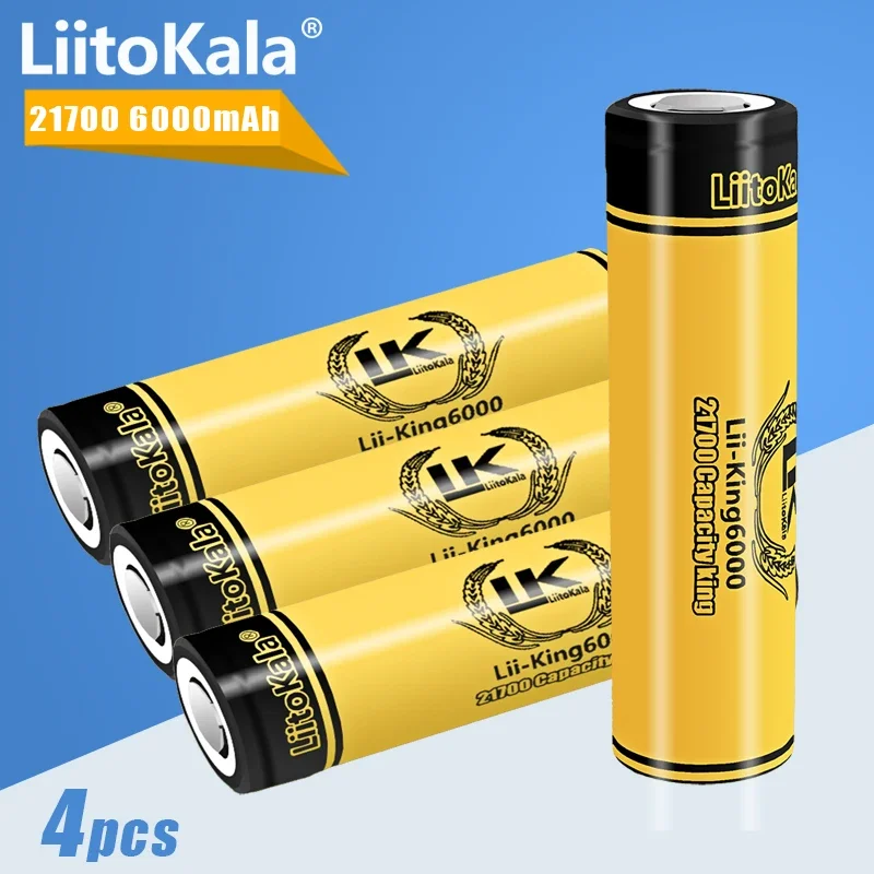 4PCS LiitoKala King6000 Highest Capacity 21700 6000mAh Battery 3.7V For Consumer Electronics And Home Appliances