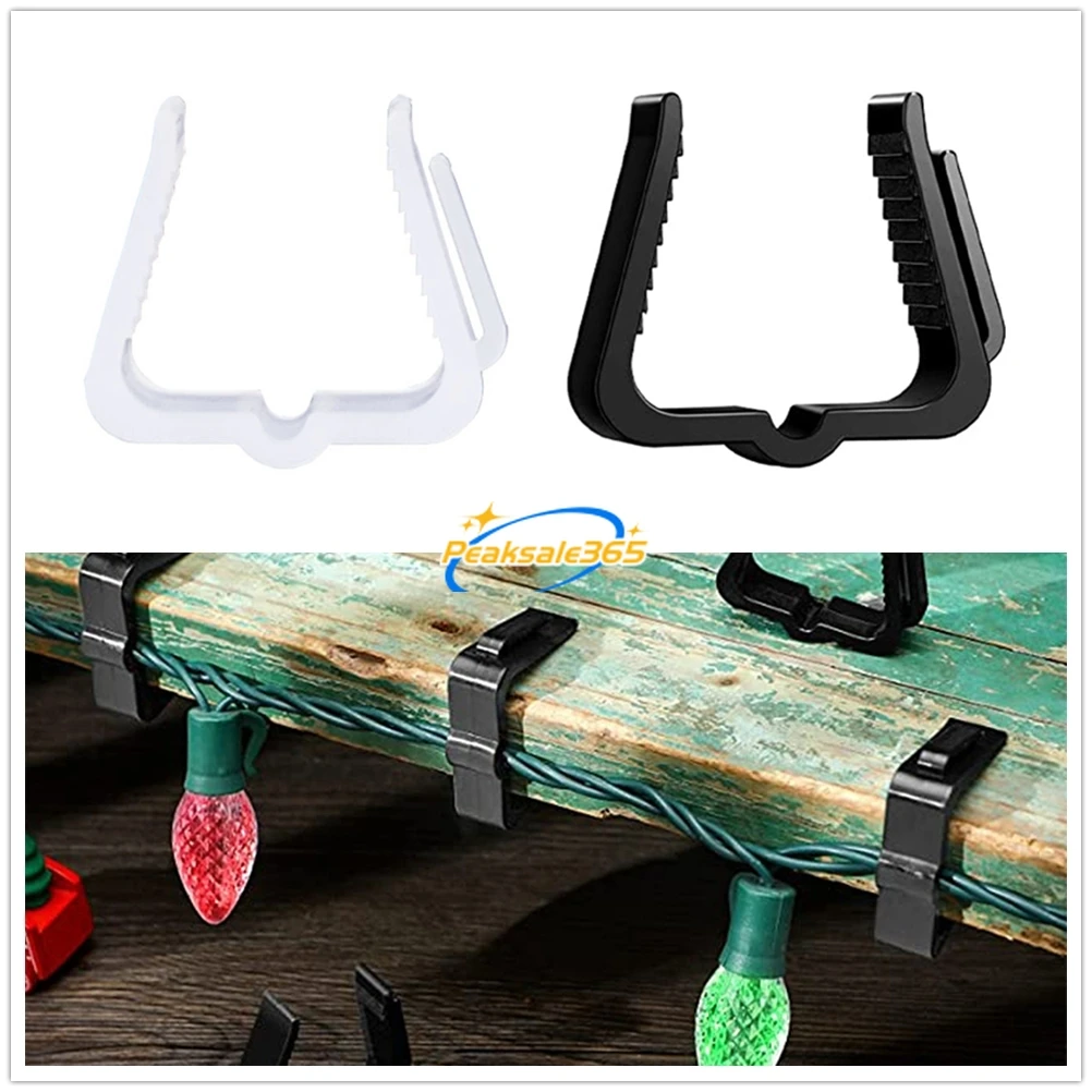 10pcs Holiday Light Clip Fascia Boards Hanger Gutter Hooks Eaves Clamps Durable Plastic 4.27cm White Black Christmas Party Decor