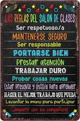Spanish Tin Sign Posters For Classrooms Decor Motivational Spanish Class Rules Poster Back To School Teacher Supplies Espanol Sp