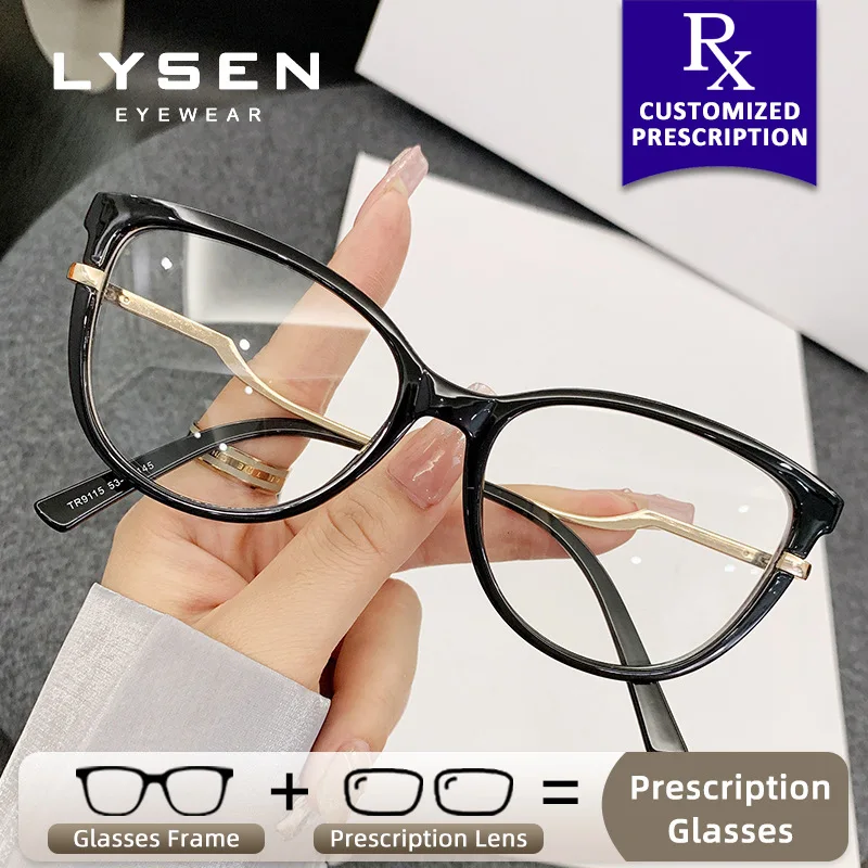 

LYSEN Fashion Cat Eye Myopia Prescription Glasses Women Anti Blue Light Photochromic Glasses Anti Reflective Reading Eyeglasses