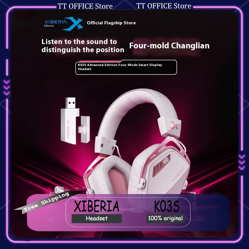 XIBERIA K03S Bluetooth игровая гарнитура настоящая беспроводная Сибирь 2,4G наушники для киберспорта с низкой задержкой 3 режима пользовательские гарнитуры с умным дисплеем