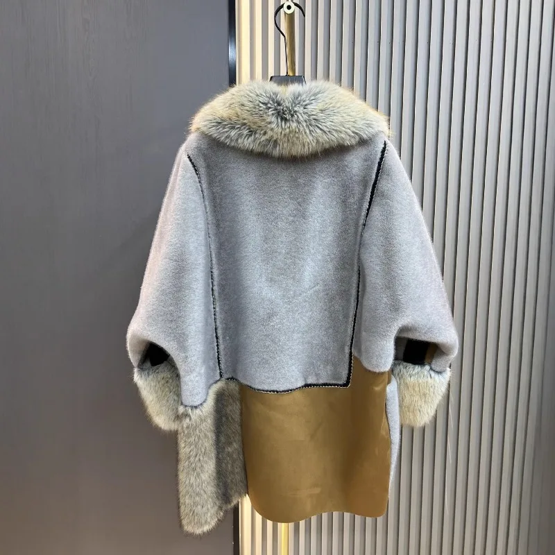 Imitation Mink Furry Coat Women's 2025 Winter New Large Fur Collar Korean Style Loose Fashion Age-Reducing Warm Woolen Jacket