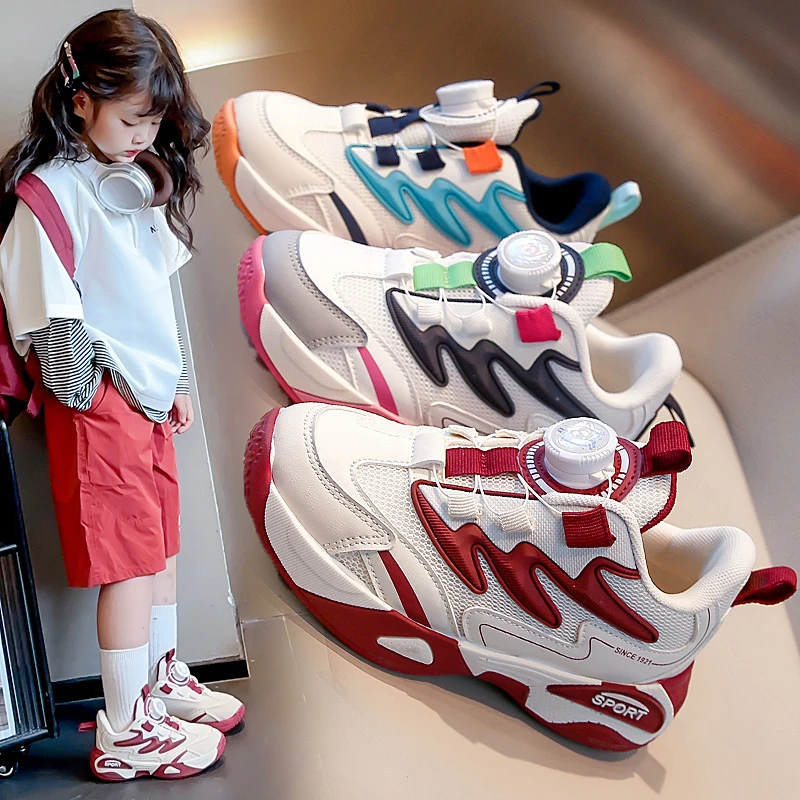 

Обувь для девочек, осень 2024, новая детская спортивная обувь с сеткой, обувь с дышащей сеткой для девочек, противоскользящая детская обувь для бега