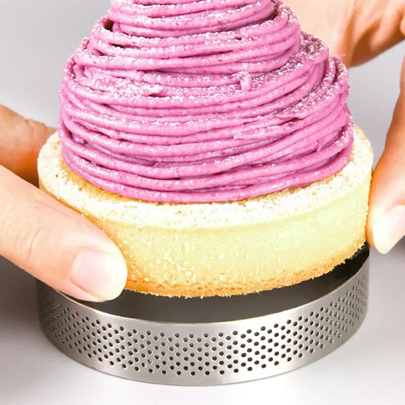 5-10cm DIY Tart Ring Mold Cake Tools French Dessert Bakeware Cutter Round Shape Decorating Tool Perforated Mousse Circle