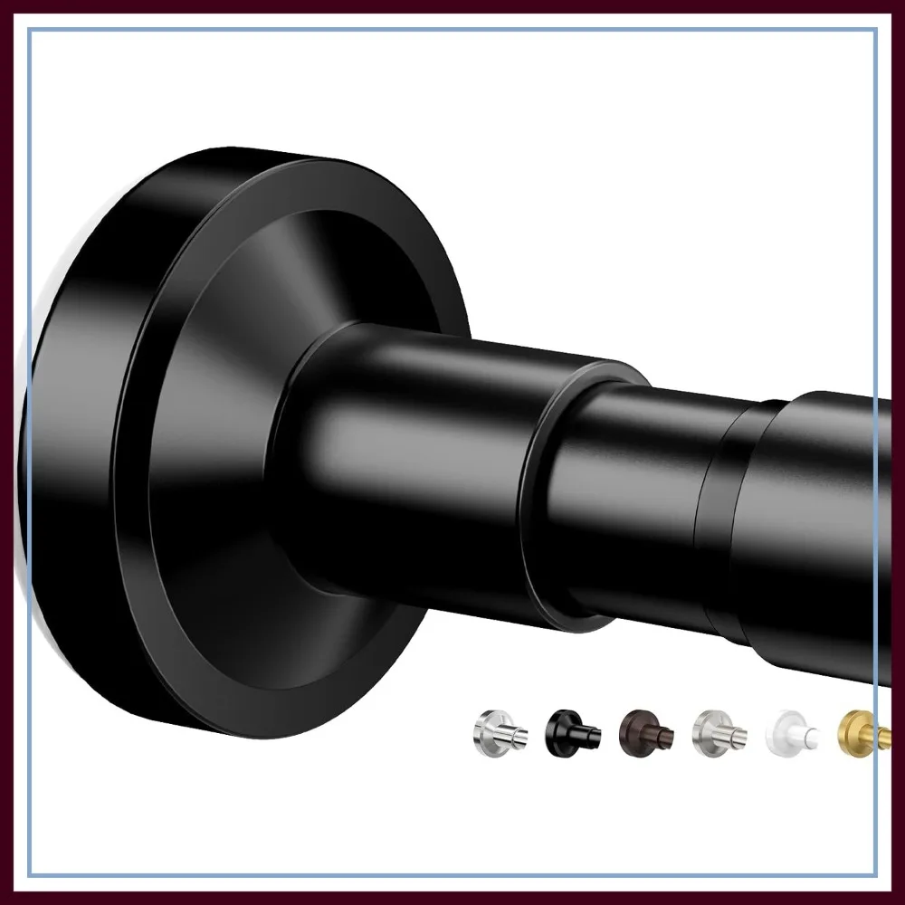 

Adjustable 32-75 Inches Spring Tension Shower Curtain Rod, Non-Slip No Drilling Stainless Steel, Never Rust, Black