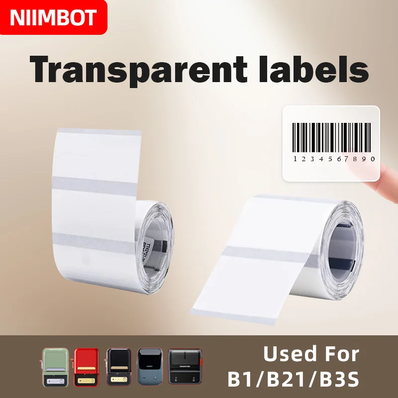 Niimbot โปร่งใสสติกเกอร์ฉลากสติกเกอร์เครื่องพิมพ์แบบพกพาเครื่องพิมพ์ Niimbot กระดาษความร้อนป้ายอย่างเป็นทางการของแท้สําหรับ B1/B21