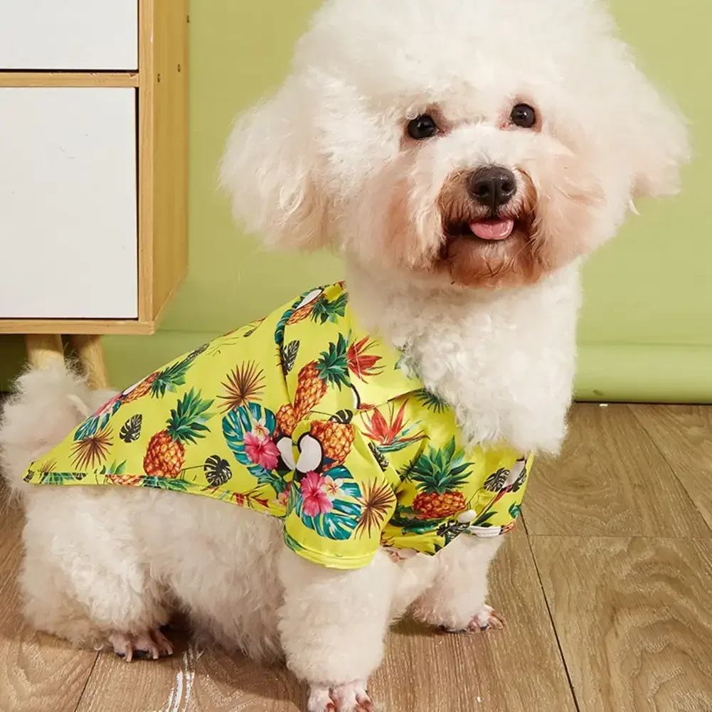 Pet Summer Dog Clothes Cool Beach Hawaiian Style Dog Cat Shirt Short Sleeve Coconut Tree Printing XS-5XL Small Medium Large Dog