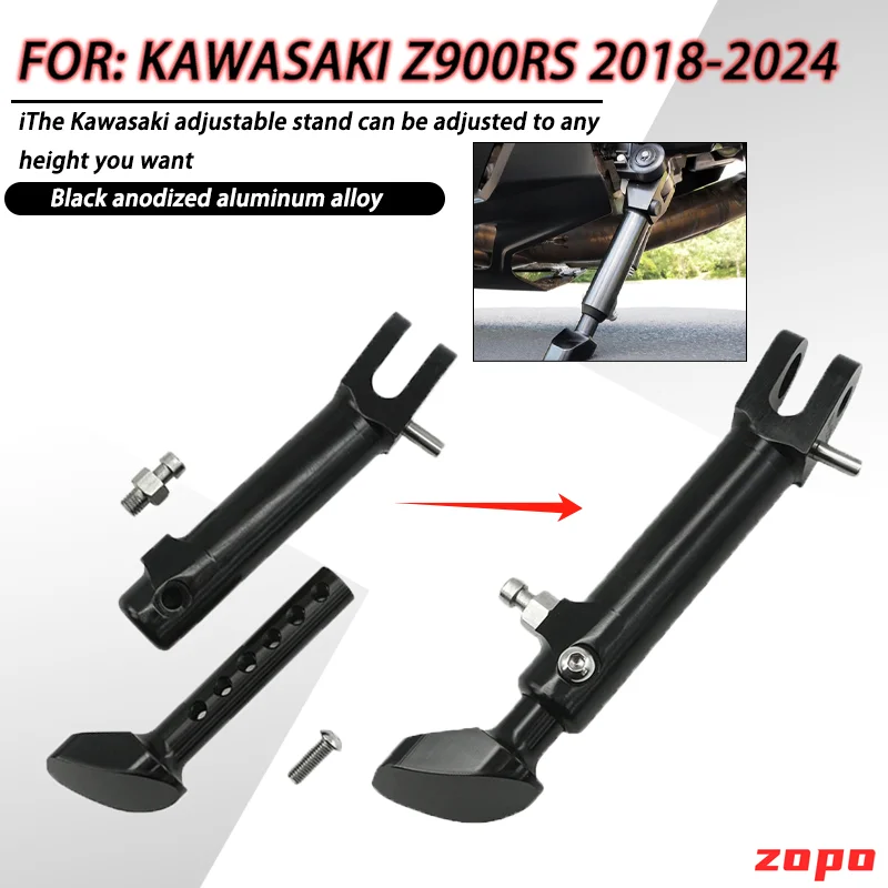 

For Kawasaki Z900/Z900RS 2017-2024Adjustable Stand Kickstand Black Road Style Aluminum alloy ZR900/Z900 Accessories 2018 2019