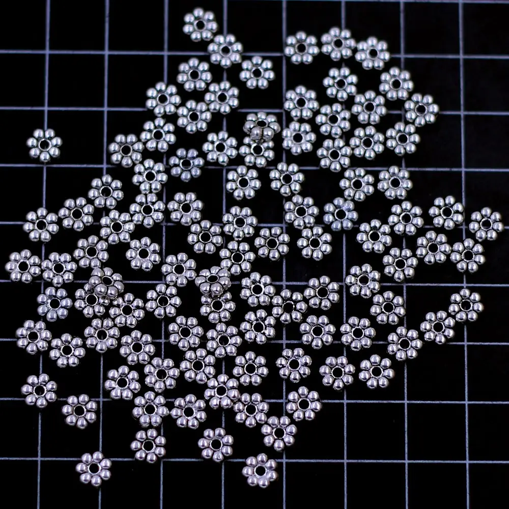 1500 قطعة خزر عازل زهرة صغيرة فضية لهجة الزنك معدن ل قلادة سحرية النتائج بها بنفسك 6x2 مللي متر #4