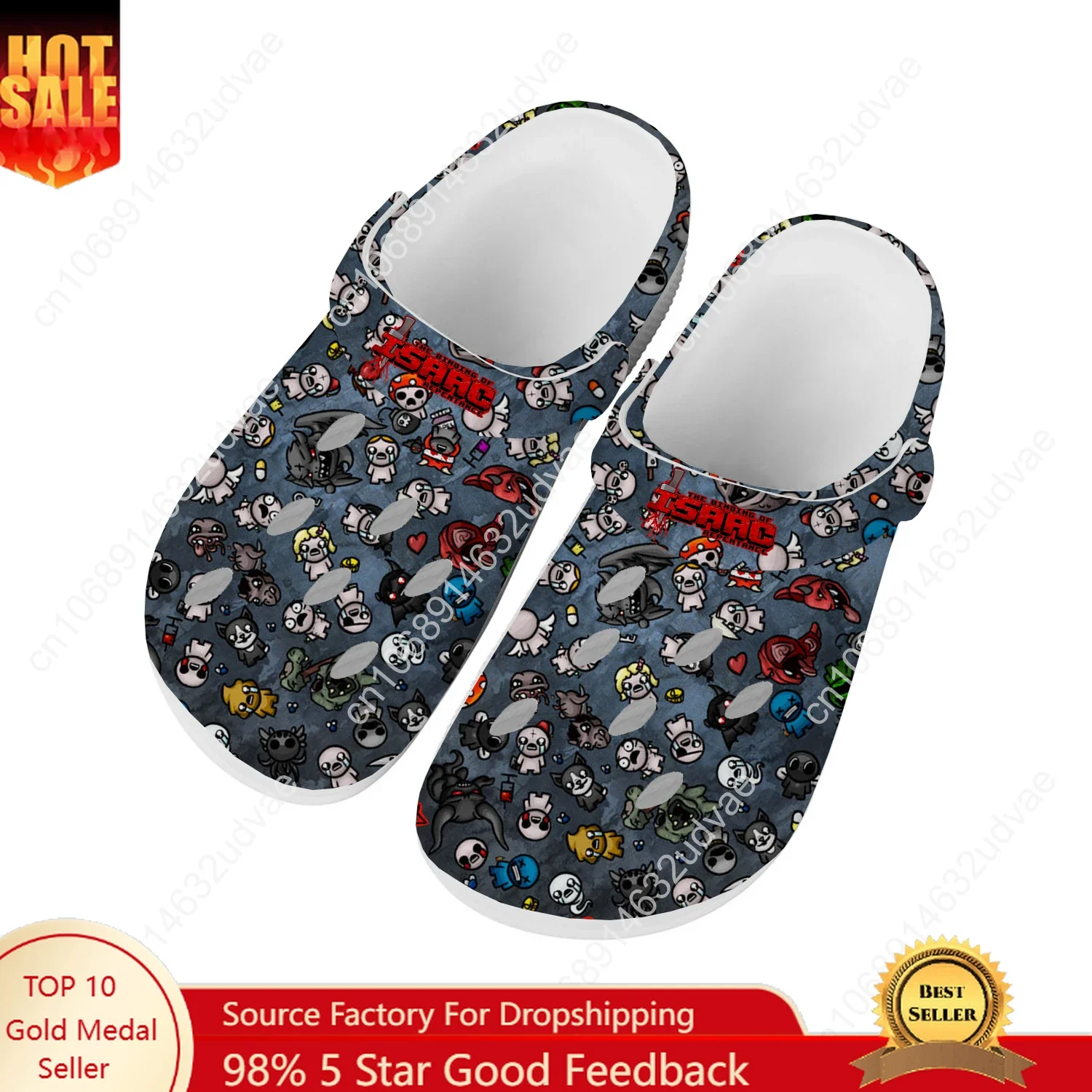 The Binding of Isaac Water Shoes Mens Womens High Quality Home Garden Clogs Customizd Sandals Beach Breathable Hole Slippers