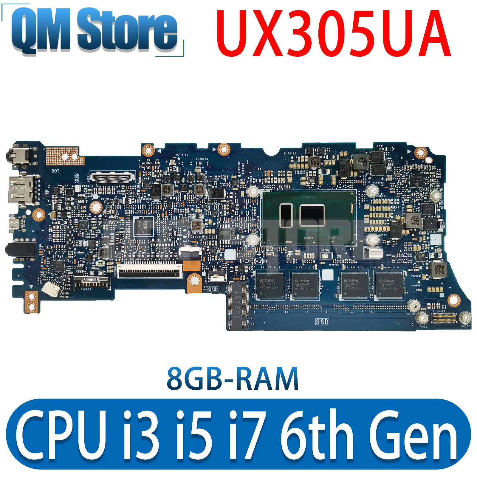 

UX305UA Notebook Motherboard For Asus ZenBook UX305U UX305 U305 Notebook Mainboard With I3 I5 I7 6th Gen 8G-RAM 100% tested work