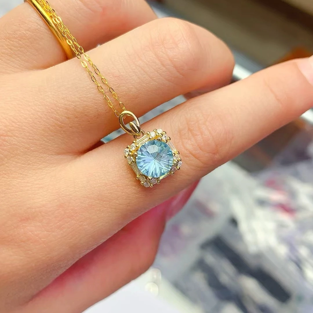 

KJJEAXCMY High quality Simple Natural Topaz Pendant S925 Silver Inlaid Elegant Simple Palace High-End Design Women's Jewelry