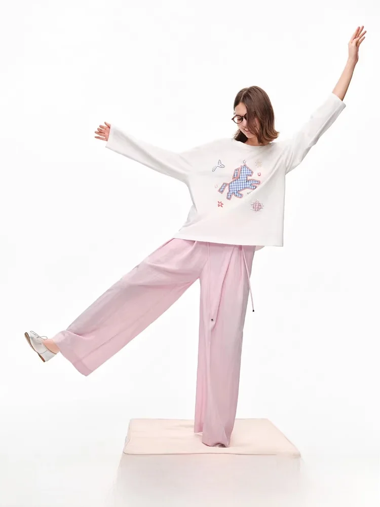 

Стильные вязаные брюки-палаццо женские летние 2026: Новинка, универсальные, с высокой талией, эластичные, повседневные, разноцветные, прямого кроя