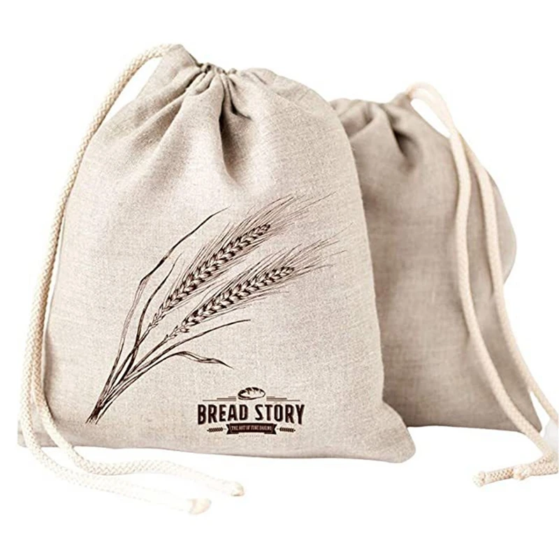 Льняные пакеты для хлеба-2 упаковки, искусственный дизайн, натуральное неотбеленное белье, многоразовое безопасное хранение продуктов для домашнего ремесленного хлеба, простая установка