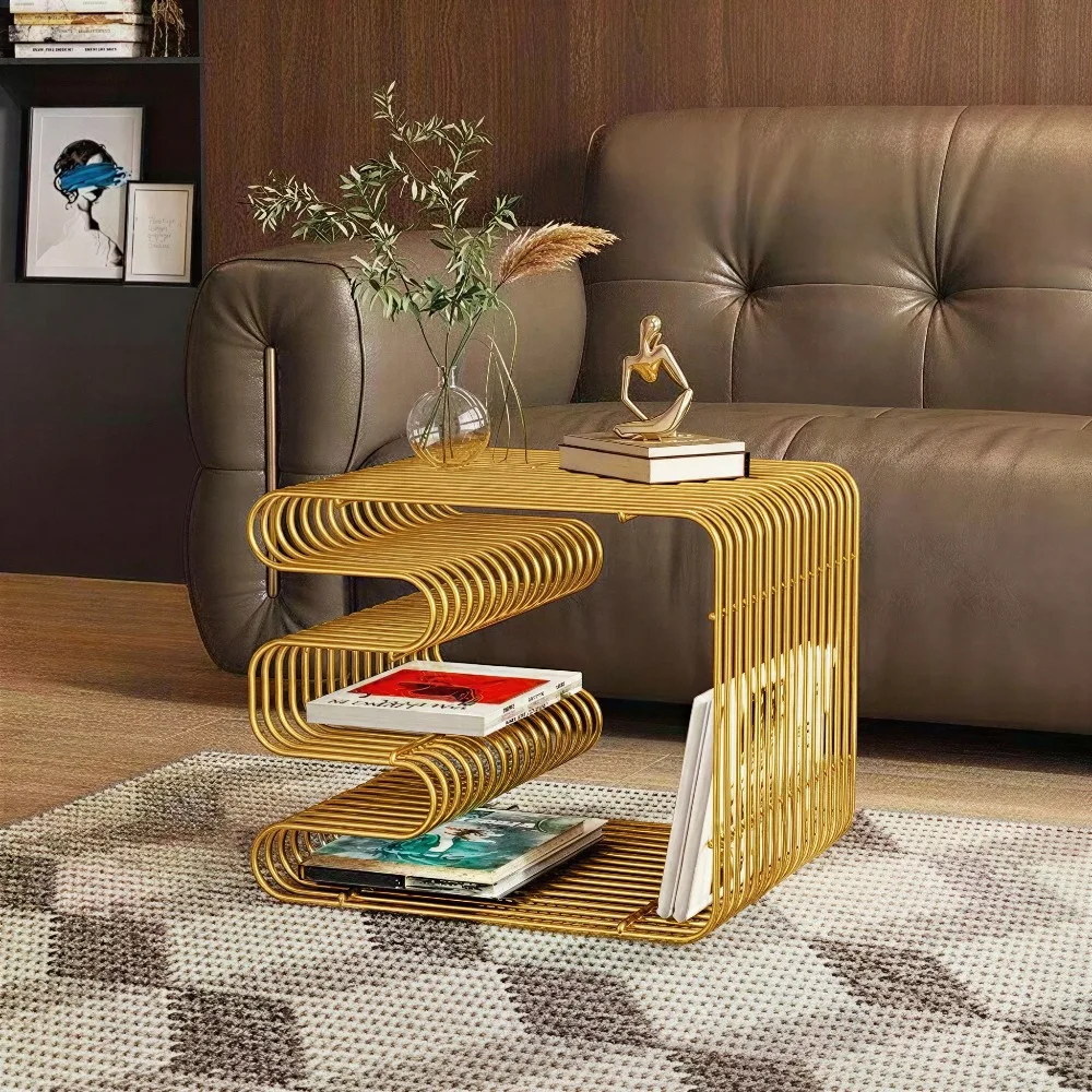 

Simple metal edge table,Magazine storage rack, Modern living room sofa side table,Used for books, Magazines, And home decoration
