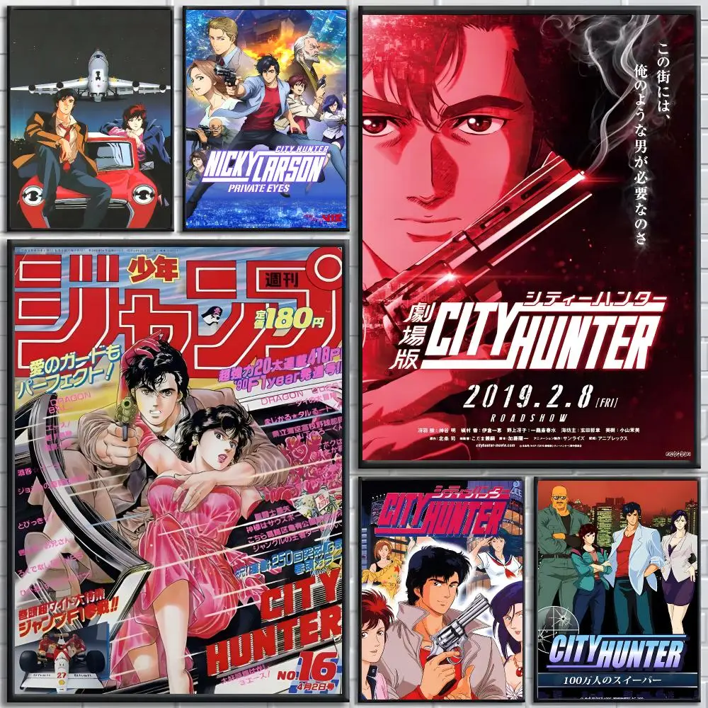 Anime C-City hunter Poster posters for bedrooms and living rooms—high-definition cartoon movie-themed wall art.