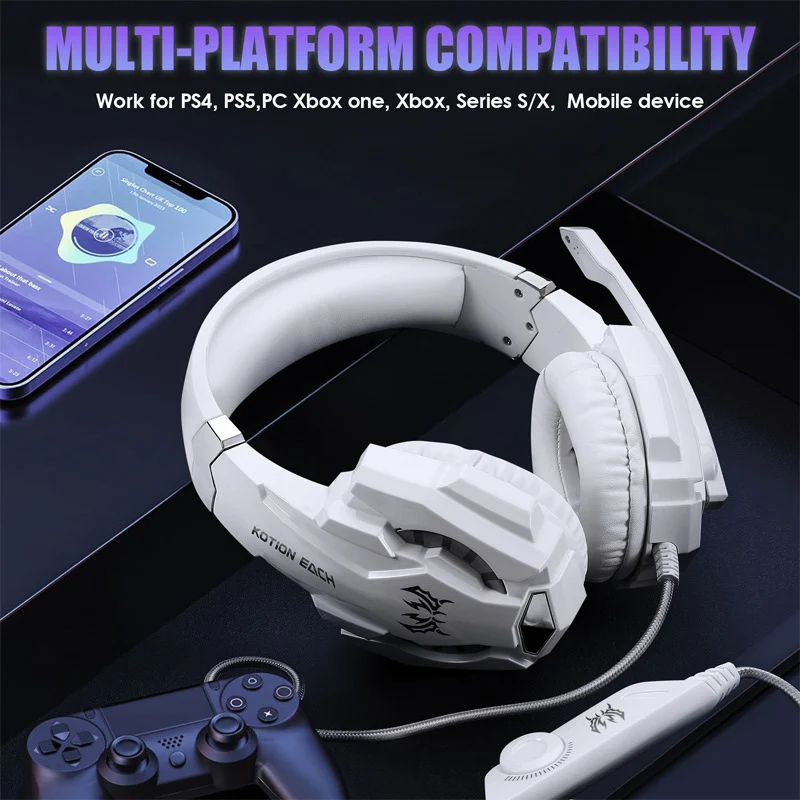 Adjustable G9000 Stereo Gaming Headset for PS4 PC Xbox One PS5 with Mic LED Light Bass Surround Listening and Debate Position