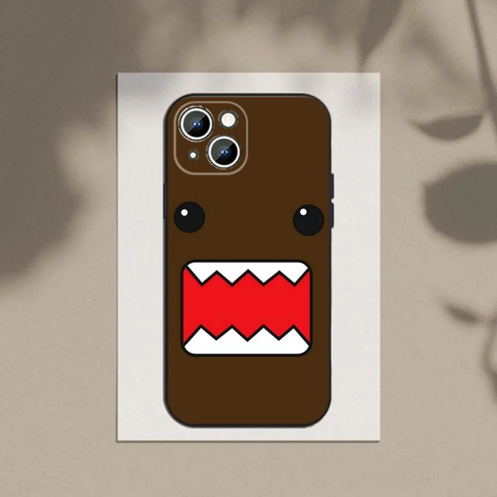 Cute Domo-kun Phone Case Phone Case For Apple iPhone 15,14,13,12,11,XS,XR,X,8,7,Pro,Max,Plus,mini Silicone Black Cover