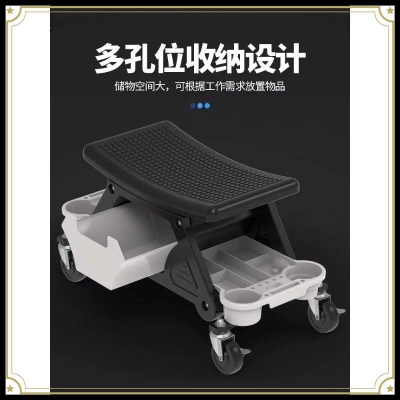 Auto Detailing Rolling Work Stool,Wheeled Repair Seat For Polishing,Tinting,Washing